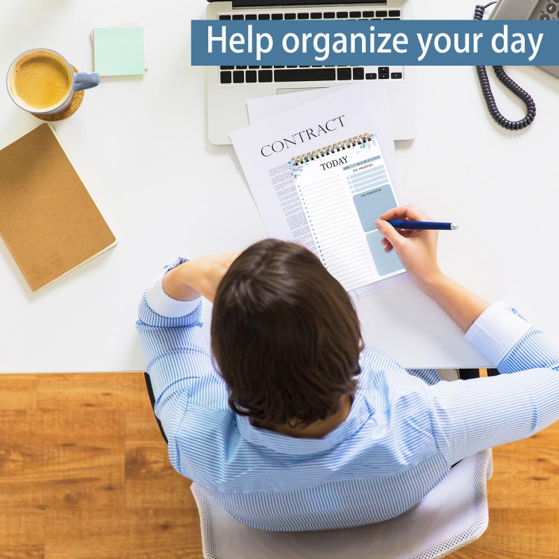 Thboxes 2 حزم للقيام بقائمة المفكرة، إجمالي 208 صفحة للقيام بقائمة دفتر ملاحظات A5 غير مؤرخة مخطط يومي مع غطاء شفاف وقائمة مرجعية للمهام واللوازم المدرسية للمكتب المنزلي، أرجواني وأزرق - Image 5